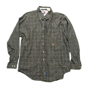 Tommy Hilfiger Vintage Green Plaid Button Up Dress Shirt Large